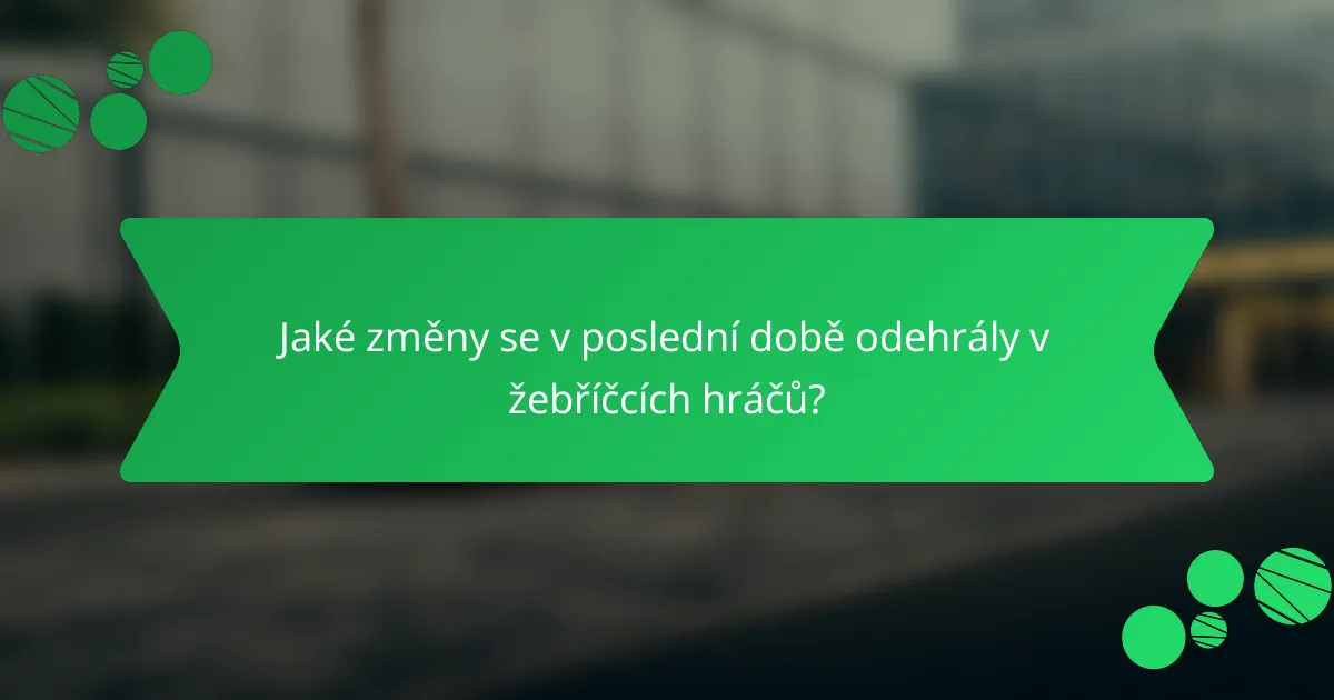 Jaké změny se v poslední době odehrály v žebříčcích hráčů?